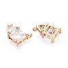 Brass Pave Clear Cubic Zirconia Pendants KK-N284-07G-2
