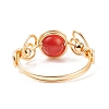 Natural Red Agate Braided Finger Ring RJEW-TA00042-03-6