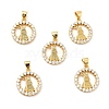 Rack Plating Brass Micro Pave Cubic Zirconia Pendants KK-K270-21G-2