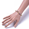 Natural Gold Rutilated Quartz & Strawberry Quartz Chip Stretch Bracelets BJEW-JB04490-02-3