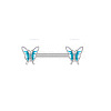 316L Surgical Stainless Steel Deep Sky Blue Enamel Nipple Rings WGBF921-02-1