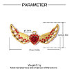 304 Stainless Steel Micro Pave Red Cubic Zirconia Pendants CU-OY001-28G-2