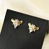 Brass Micro Pave Clear Cubic Zirconia Stud Earrings EJEW-R016-26G-11-2