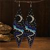 Bohemian Style Handmade Beaded Earrings with Moon Pattern Glass Beads LS5040-1