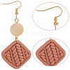 FIBLOOM 2 Pairs 2 Colors Polymer Clay Rhombus Dangle Earrings EJEW-FI0001-05-3