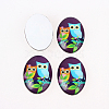 Cartoon Owl Printed Glass Oval Cabochons X-GGLA-N003-13x18-B43-2