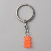 Candy Color Transparent Bear Resin Pendant Keychain KEYC-WH0034-34B-04-1