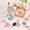 CRASPIRE 6Pcs 6 Style Butterfly & Flower Pendant Keychain KEYC-CP0001-09-5