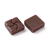Square Fan Chocolate Opaque Resin Cabochos RESI-WH0026-70A-1