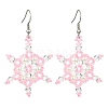 Christmas Snowflake Glass Seed Braided Dangle Earrings EJEW-MZ00236-03-1