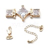 Brass & Cubic Zirconia & Glass Watch Band Clasps LS-KK-G523-03G-01-1