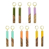 Two Tone Resin & Walnut Wood Rectangle Dangle Leverback Earrings EJEW-JE05503-1