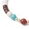 4Pcs 4 Styles Round Natural Red Jasper & Synthetic Turquoise & White Shell & Coconut Beaded Stretch Bracelet Sets BJEW-JB10812-4