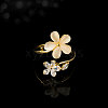 Brass Micro Pave Cubic Zirconia Cuff Rings FS-WG89D85-01-3