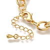 Flat Round Brass Glass Beads Cable Chain Bracelets For Women BJEW-L696-028G-3