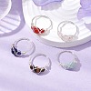 Copper Wire Wrapped Natural Gemstone Round Beaded Finger Rings for Women RJEW-JR00739-2