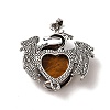 Natural Tiger Eye Heart Pendants KK-K331-01AS-02-3