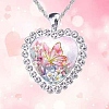 Heart Glass Pendant Necklaces with Rhinestone PW23052495899-1