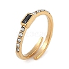 Ion Plating(IP) 304 Stainless Steel Cuff Ring with Rhinestones RJEW-D083-09G-02-1