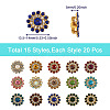 Yilisi 300Pcs 15 Style Flower Shape Rhinestone Buttons RB-YS0001-02-16