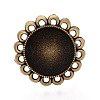 Adjustable Flower Alloy & Iron Bezel Cup Ring Base with Rotatable Tray MAK-T012-08AB-2