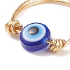 Resin Evil Eye Beaded Finger Ring RJEW-JR00486-01-5