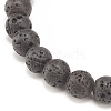 Natural Lava Rock Stretch Bracelet with Alloy Word Gratitude Beaded BJEW-JB08309-04-5