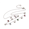 304 Stainless Steel Colorful Cubic Zirconia Flat Round & Shell Shaped Bib Necklaces for Women NJEW-U031-08P-01-2