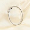 Tarnish Resistant 304 Stainless Steel Open Cuff Bangle with Oval Beaded BJEW-C031-01P-5