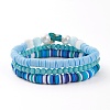 3Pcs 3 Styles Polymer Clay Heishi Beads Stretch Stackable Bracelets Sets BJEW-JB05915-3