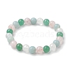 8mm Round Natural Rose Quartz & Amazonite & Green Aventurine & Quartz Crystal Beaded Stretch Bracelets for Women BJEW-JB10625-02-1