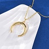 Brass Double Horn/Crescent Moon Pendant Necklaces NJEW-S438-06G-2