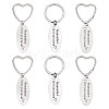 GOMAKERER 6Pcs 2 Styles Mother's Day Oval with Word Remember I Love You Mom Stainless Steel Keychain AJEW-GO0001-57-8