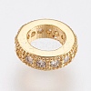 Brass Micro Pave Cubic Zirconia Rondelle Wheel European Beads LS-ZIRC-F083-094G-RS-1