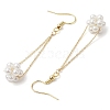 Shell Pearl Beads & Brass Cable Chain Dangle Earrings EJEW-TA00570-4