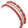 3Pcs 3 Style Natural Pearl & Glass & Acrylic Word Stretch Bracelets Set BJEW-TA00319-3
