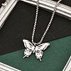 201 Stainless Steel Laser Cut Butterfly Pendant Box Chain Necklaces for Women NJEW-Q004-03P-3