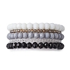 5Pcs 5 Styles Faceted Round Glass Beaded Stretch Bracelet Sets BJEW-JB10423-03-1