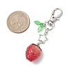 Resin Strawberry Pendant Decoration with Acrylic Leaf Charms KEYC-JKC00975-3