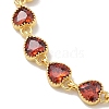 Heart Brass Pave Cubic Zirconia Link Chain Bracelets for Women BJEW-P385-07G-07-2