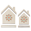 2Pcs 2 Styles House Shaped Wood Embroidery Display Card Holders ODIS-FH0001-19-1