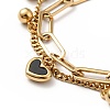 Acrylic Heart and Round Ball Charm Multi-strand Bracelet BJEW-G639-11G-2