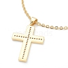 Brass Micro Pave Cubic Zirconia Cross Pendant Necklaces NJEW-F281-08-4