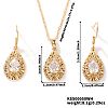 Brass Glass Teardrop Dangle Earrings & Pendant Necklaces Sets for Women PL9386-5-1