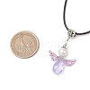 Angel Glass Sead Beaded Wing Pendant Necklaces NJEW-MZ00090-03-3