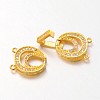 Oval Brass Micro Pave Cubic Zirconia Fold Over Clasps ZIRC-F013-04G-FF-3