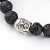 Buddha Head Natural Lava Rock Beaded Stretch Bracelets BJEW-JB02230-03-2