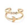 Clear Cubic Zirconia Crescent Moon Open Cuff Ring KK-A181-VF536-1-2
