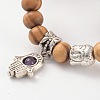 Wood Beaded Stretch Bracelets BJEW-JB02126-3