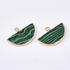 Electroplate Synthetic Malachite Semi Circle Pendants G-S344-87B-2